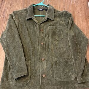 Lands' End Green Lightweight Corduroy Shirt Jacket